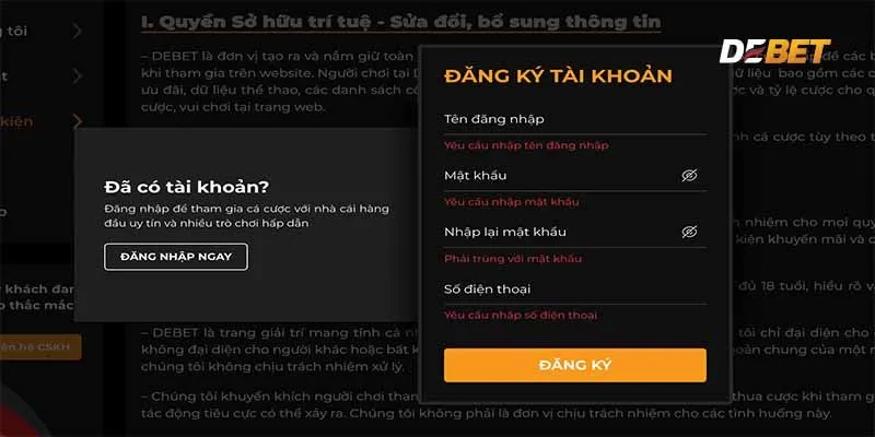 Đăng ký Debet nhanh có tài khoản trải nghiệm ngay
